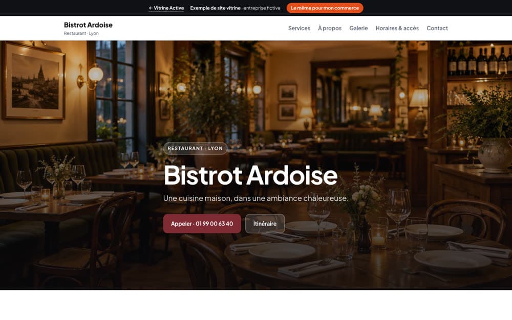 Aperçu du site d’exemple Bistrot Ardoise